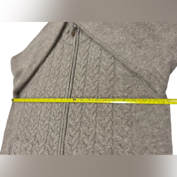 Patrick James Sweaters Full Double Zip Cardigan Teak Lambswool Band Collar Sz L - Picture 3 of 8